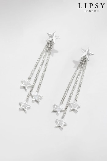 Lipsy Jewellery Silver Tone Star Diamante Shower Drop Earrings (751708) | £18