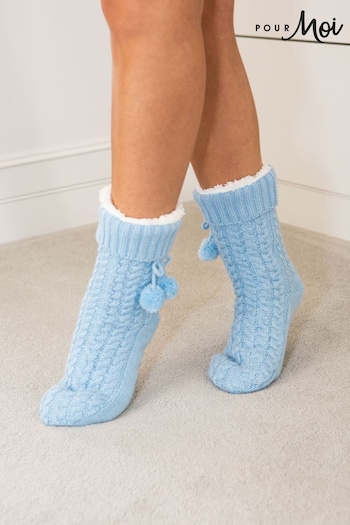 Pour Moi Blue Cosy Cable Knit Socks (751738) | £19