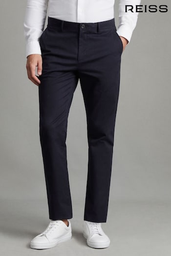 Reiss Navy Pitch Slim Fit Washed Cotton Blend Chinos (751922) | £88