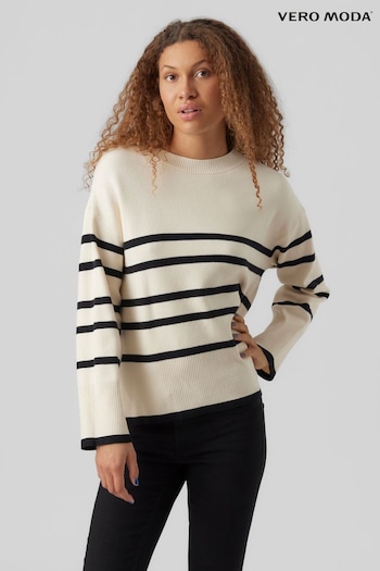VERO MODA Cream Stripe Structured Knitted Jumper (751927) | £38