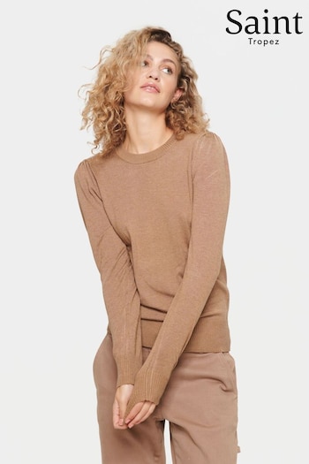 Saint Tropez Mila Long Sleeve Brown Pullover Jumper (751999) | £35