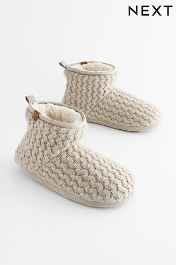 Grey Chunky Knit Slipper Boots (752181) | £24