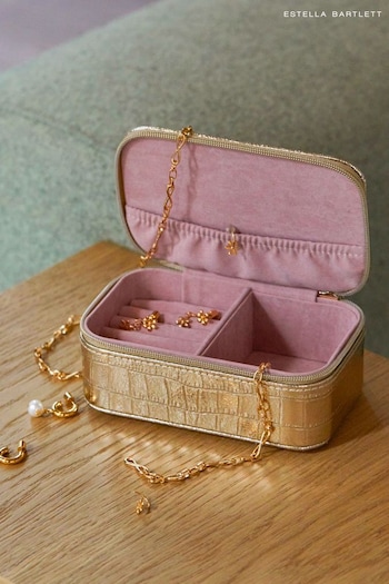 Estella Bartlett Gold Croc Effect Mini Jewellery Box (752659) | £29
