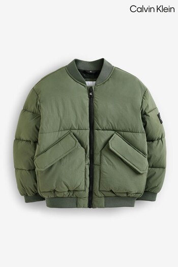 Calvin flatform-sneakers Klein Kids Green Puffy Bomber Jacket (753208) | £170