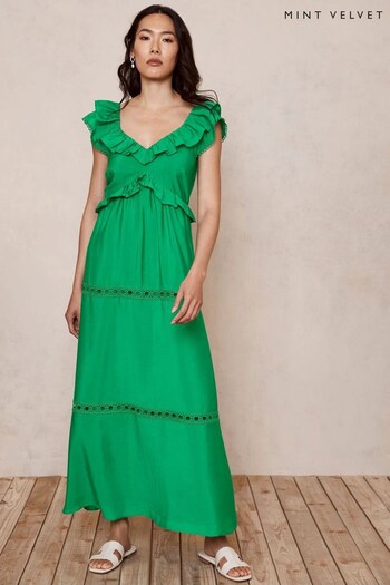 Mint Velvet Green Lace Trim Maxi Dress (753259) | £129