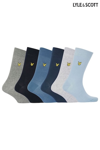 Lyle & Scott Blue Victor Socks Gift Box 6 Packs (753268) | £30