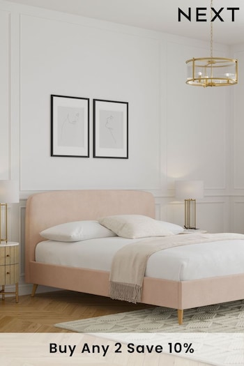 Plush Chenille Rose Pink Matson Upholstered Bed Bed Frame (753316) | £325 - £425