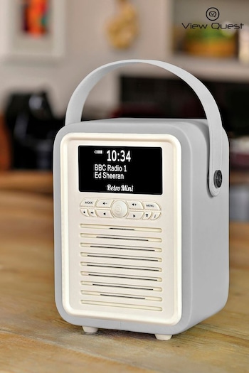 View Quest Grey Light Grey Retro Mini DAB Radio (753329) | £60