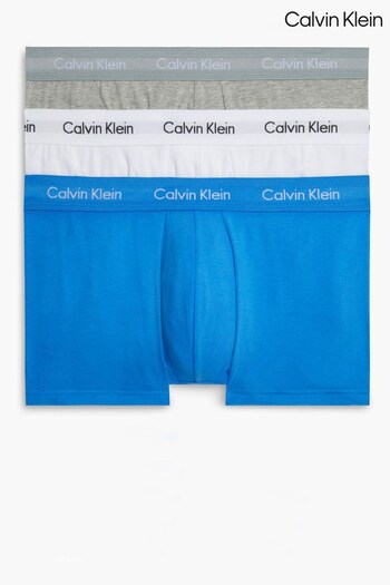 Calvin Klein White Cotton Stretch Low Rise Trunks 3 Pack (753380) | £42