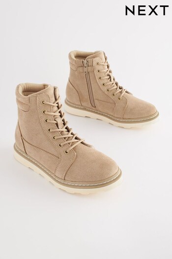 Stone Natural Lace-Up Utility Boots (753396) | £32 - £39