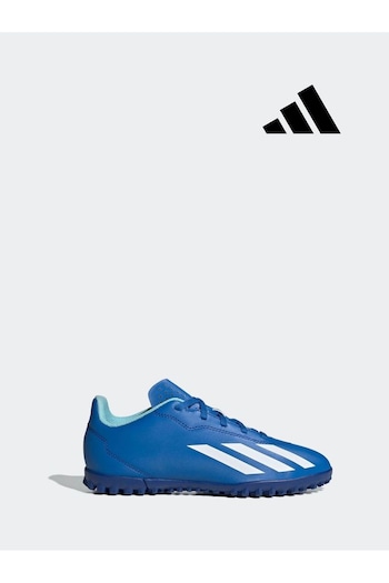 adidas Blue/White Football Sport Performance Kids X Crazyfast 4 Turf Boots (753629) | £35
