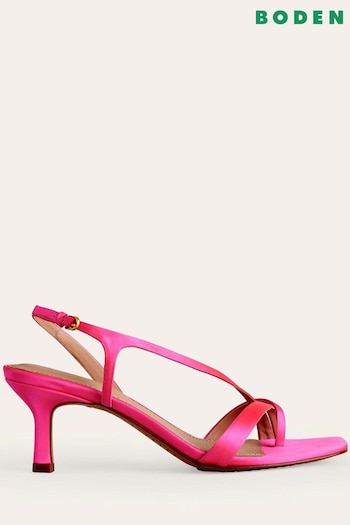 Boden Pink Satin Low Heeled Sandals (753766) | £120
