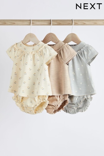 Beige/ Grey Floral Baby 6 Piece T-Shirt and Shorts Set (753807) | £26 - £28
