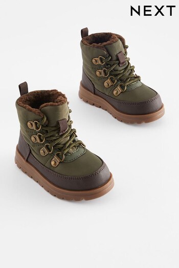 Khaki Green Quilted Hiker Boots (754075) | £32 - £36