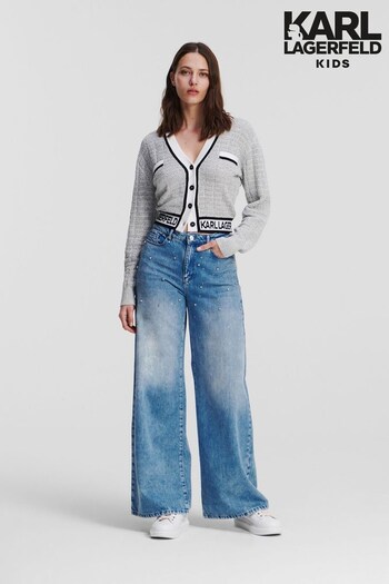 Karl Lagerfeld Blue Embellished Wide Leg Jeans (754110) | £189