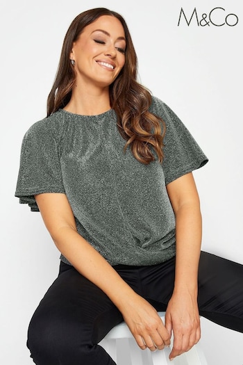 M&Co Silver Angel Sleeve Shimmer Wrap Top (754229) | £25