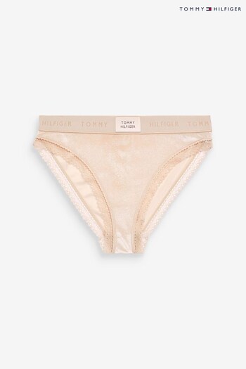 Tommy Hilfiger Logo Lace Velour Cream Bikini Briefs (754321) | £30