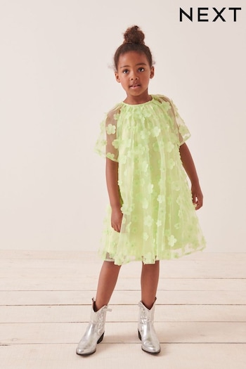 Green 3D Flower Party Dress (3-16yrs) (754714) | £26 - £32