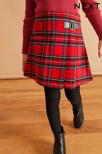 Red Check Pleated Skirt & Tights Set (3-16yrs) (754741) | £27 - £32