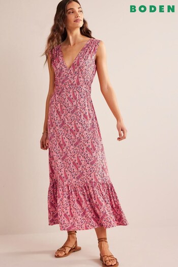 Boden Pink Smocked Jersey Maxi Dress (754759) | £90