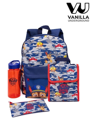 Vanilla Underground Blue Paw Patrol Unisex Kids Camo And Multi-Character Print 4 Piece Backpack Set (755052) | £31