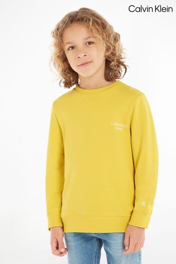 Calvin Junior Klein Boys Yellow Stack Logo Sweatshirt (755192) | £60