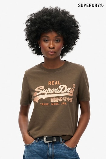 Superdry Deep Khaki Green Slub Embellished VL Graphic T-Shirt (755216) | £30