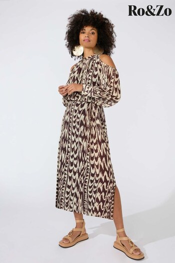 Ro&Zo Abstract Animal Print Brown Skirt (755372) | £79