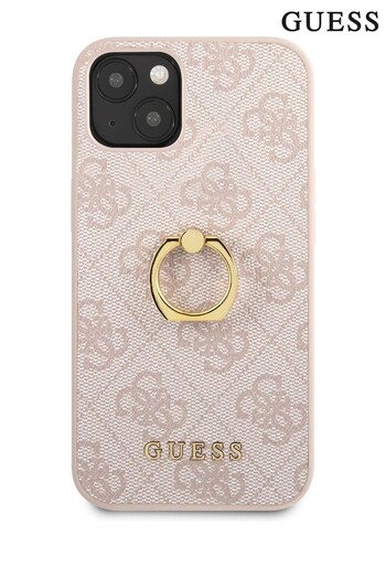 Guess Pink iPhone 14 Plus Pu Leather 4G Case with Ring Stand (755418) | £42