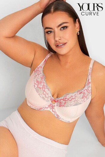 Yours Curve Pink Jacquard & Lace Non Padded Underwired Bra (755574) | £20
