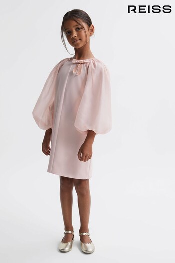 Reiss Pink Lauren Junior Blouson Sleeve Bow Dress (755705) | £65