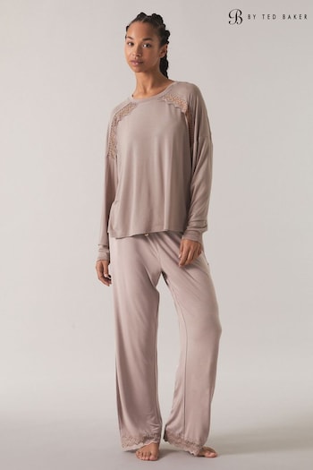 B by Ted Baker Mink Brown Modal Long Sleeve T-Shirt (755890) | £29