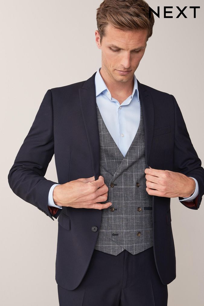Navy Blue Tailored Two Button Suit Jacket (756204) | £60