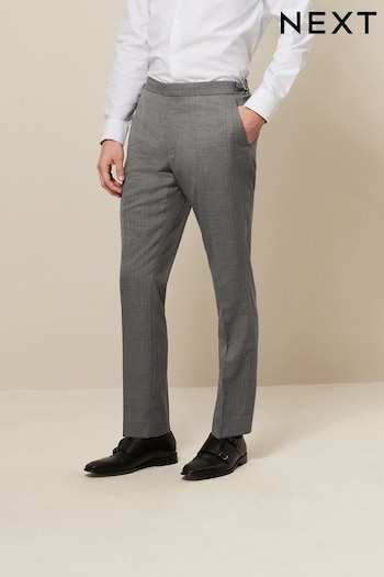 Light Grey Slim Fit Textured Suit: Swim Trousers (756289) | £50