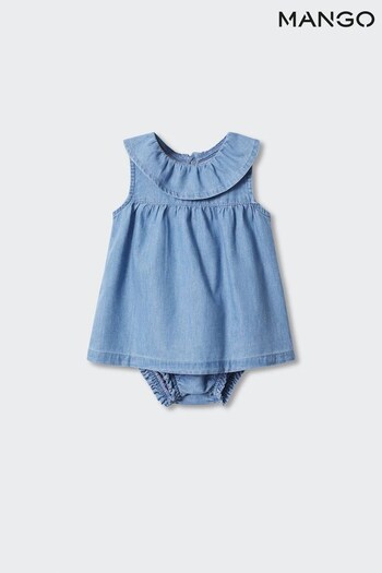 Mango Blue Cotton-Blend Dress (756344) | £26
