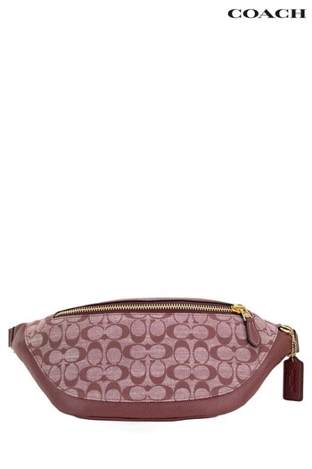 COACH Red/Pink Warren Belt Bag: Coach Pebbled Leather and Signature Canvas (756529) | £375