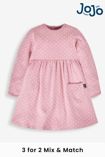 JoJo Maman Bébé Pink/Cream Spot Girls' Spot Classic Dress (756642) | £16