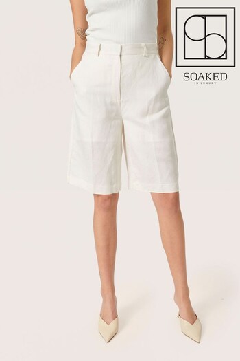 Soaked in Luxury White Kimina Knee Length Loose Leg Shorts (756787) | £75