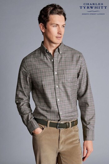 Charles Tyrwhitt Grey Slim Fit Triple Windowpane Non-Iron Twill Shirt (756907) | £65