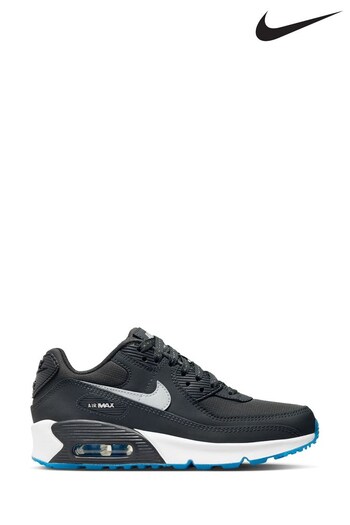 Nike Grey/Navy Air Max 90 Youth Trainers (757486) | £105