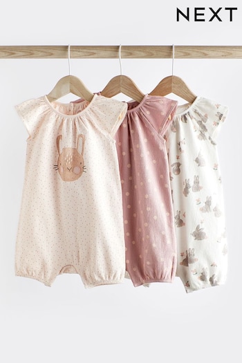 Pink Bunny Baby Vest Rompers 3 Pack (757601) | £17 - £21