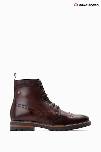 Base London Grove Lace Up Brogue Brown Boots While (757870) | £85