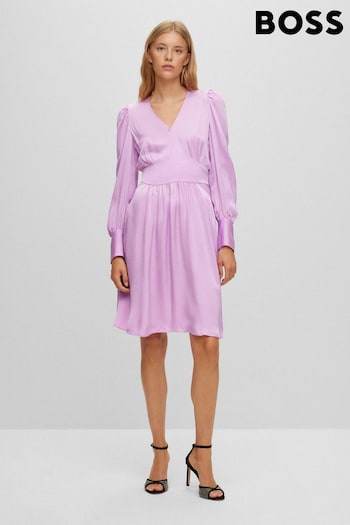 BOSS Pink V-Neck Long Sleeve Knee Length Dress (758003) | £199