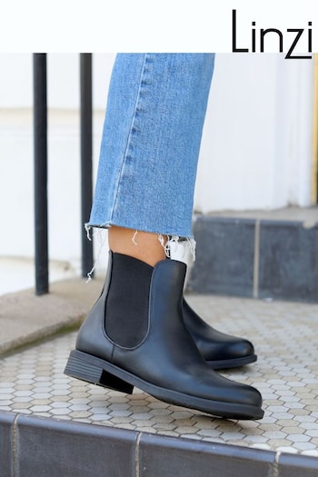 Linzi Black Fia Soft Faux Leather Classic Chelsea Boots skywalker (758178) | £30