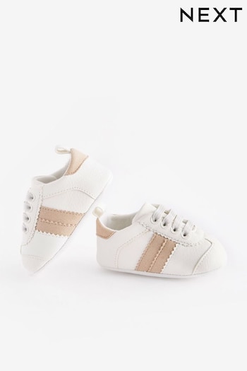 White Elastic Lace Baby Trainers (0-24mths) (758663) | £7
