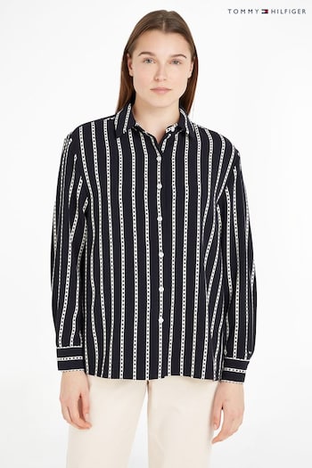Tommy Wristwatch Hilfiger Argyle Stripe Relaxed Black Shirt (759014) | £140