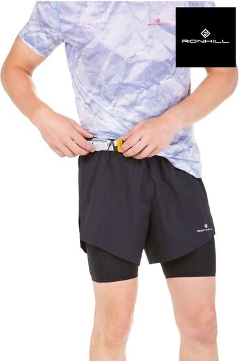 Ronhill Mens Tech Distance Two-In-One Running Twin Black Shorts (759129) | £60