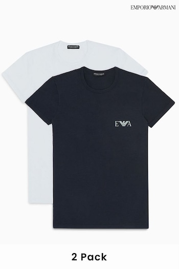 Emporio Ivory Armani Bodywear Black/Grey T-Shirts 2 Pack (759333) | £60