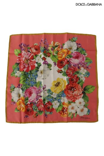 Dolce&Gabbana Pink 100% Authentic Silk Square Scarf (759965) | £210