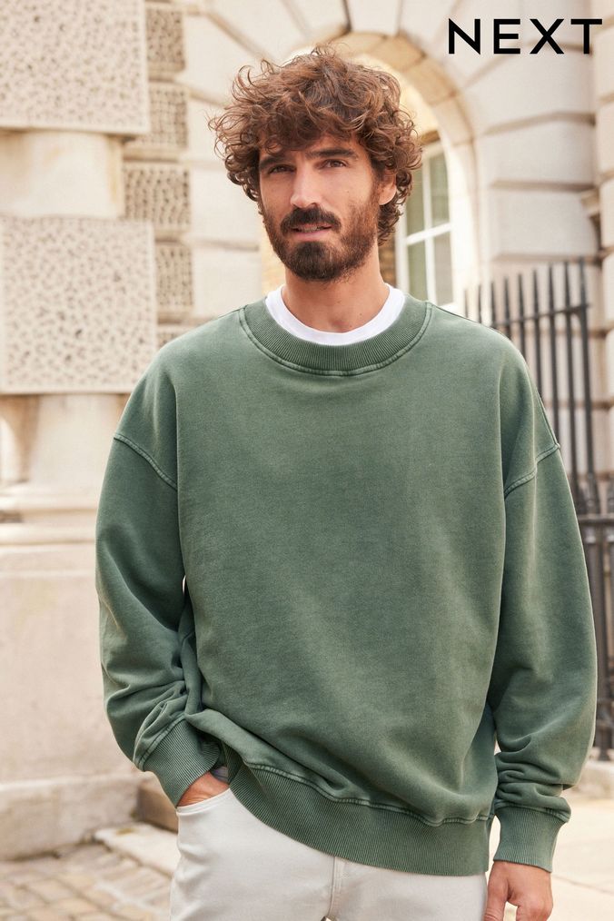 Army green online sweatshirt mens